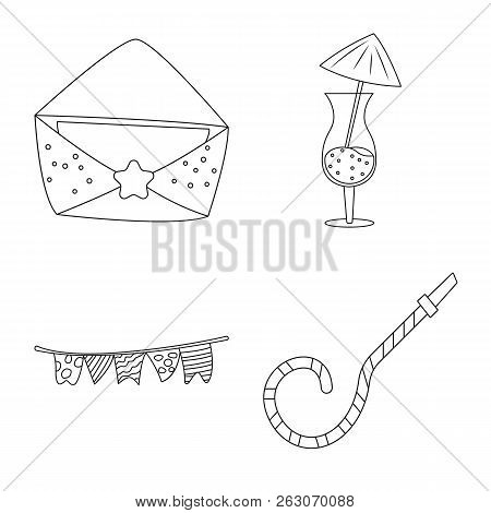 Vector Design Of Party And Birthday Logo. Set Of Party And Celebration Stock Vector Illustration.