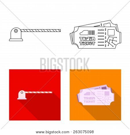 Vector Illustration Of Train And Station Logo. Collection Of Train And Ticket Stock Symbol For Web.