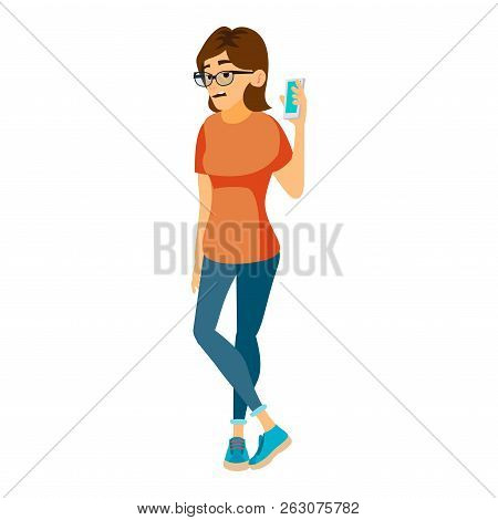 Business Woman Character Vector. Female In Different Poses. Cler