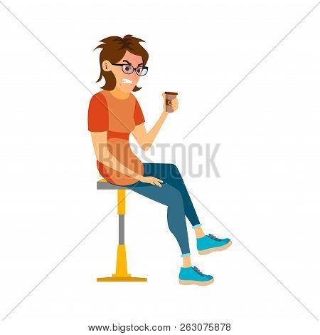 Business Woman Character Vector. Female In Different Poses. Cler