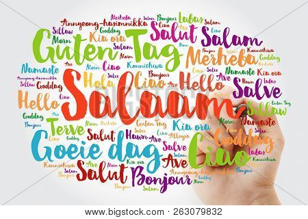 Salaam (hello Greeting In Persian,farsi) Word Cloud In Different Languages Of The World With Marker