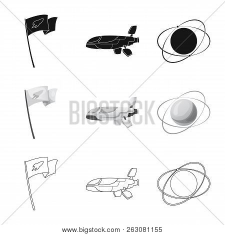 Isolated Object Of Mars And Space Icon. Set Of Mars And Planet Vector Icon For Stock.