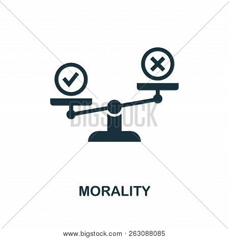 Morality Icon. Monochrome Style Design From Business Ethics Icon Collection. Ui And Ux. Pixel Perfec