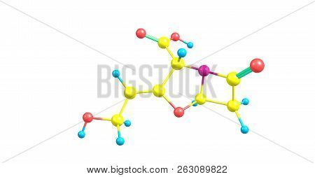 Clavulanic Acid Molecular Structure Isolated On White