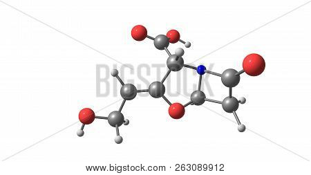 Clavulanic Acid Molecular Structure Isolated On White