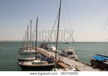 Odessa, South Of Ukraine, The Customs Area, July 10, 2018. Odessa Commercial Sea Port. Beautiful Yaс
