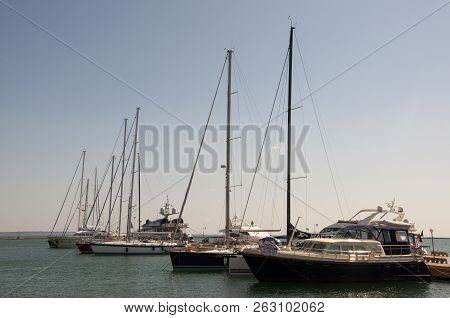 Odessa, South Of Ukraine, The Customs Area, July 10, 2018. Odessa Commercial Sea Port. Beautiful Yaс