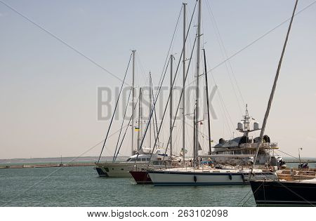 Odessa, South Of Ukraine, The Customs Area, July 10, 2018. Odessa Commercial Sea Port. Beautiful Yaс
