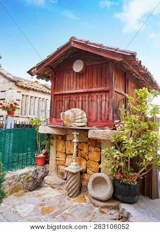 Horreo in Combarro Galician village of Pontevedra at Galicia Spain