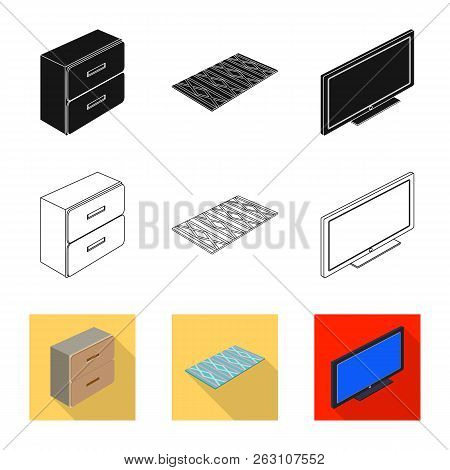 Vector Illustration Of Bedroom And Room Symbol. Set Of Bedroom And Furniture Stock Vector Illustrati