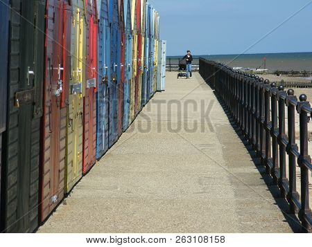 Norfolk, England - 14 May 2009 : Changing Room Near Beach In Mundesley