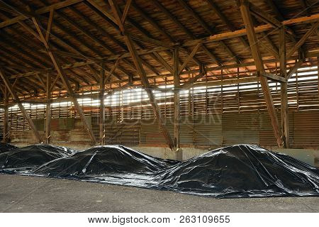 Destna, Czech Republic - September 28, 2018: Material Under Sail On Stock