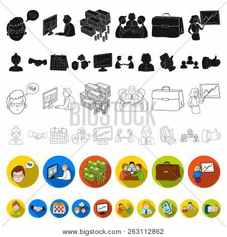 Business Conference And Negotiations Flat Icons In Set Collection For Design.business And Training V