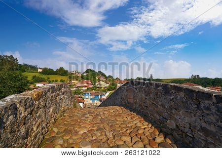 Cangas de Onis roman bridge on Sella river in Asturias of Spain