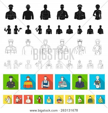 People Of Different Professions Flat Icons In Set Collection For Design. Worker And Specialist Vecto