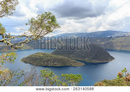Views On The Hike Around Vulcano Lake Cuicocha Close To Otavalo, Ecuador