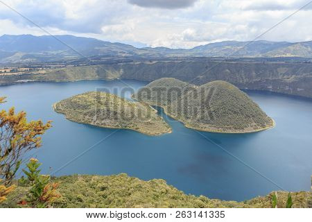 Views On The Hike Around Vulcano Lake Cuicocha Close To Otavalo, Ecuador