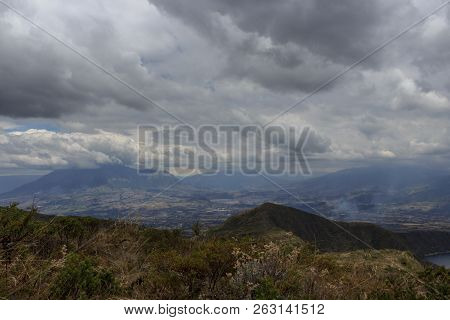 Views On The Hike Around Vulcano Lake Cuicocha Close To Otavalo, Ecuador