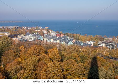 Aerial View Of The The Old Tallinn, Estonia, From The St. Olav's Church Tower In Autumn