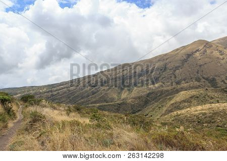Views On The Hike Around Vulcano Lake Cuicocha Close To Otavalo, Ecuador