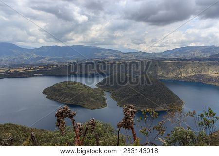 Views On The Hike Around Vulcano Lake Cuicocha Close To Otavalo, Ecuador
