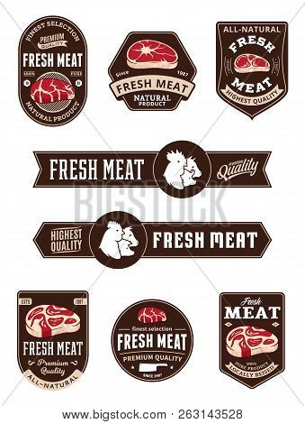 Meat Store And Butchery Logo And Labels