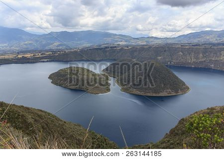 Views On The Hike Around Vulcano Lake Cuicocha Close To Otavalo, Ecuador