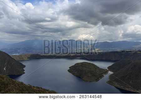 Views On The Hike Around Vulcano Lake Cuicocha Close To Otavalo, Ecuador
