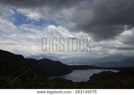 Views On The Hike Around Vulcano Lake Cuicocha Close To Otavalo, Ecuador