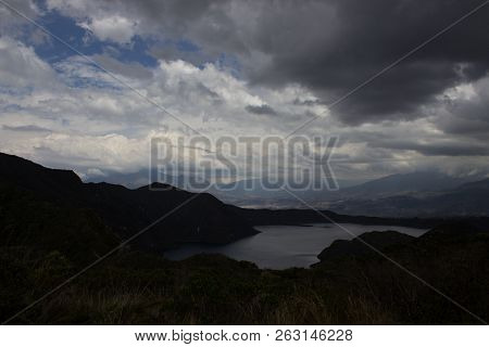 Views On The Hike Around Vulcano Lake Cuicocha Close To Otavalo, Ecuador