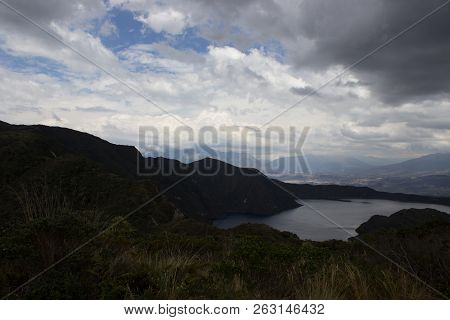Views On The Hike Around Vulcano Lake Cuicocha Close To Otavalo, Ecuador