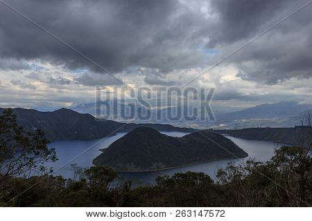 Views On The Hike Around Vulcano Lake Cuicocha Close To Otavalo, Ecuador