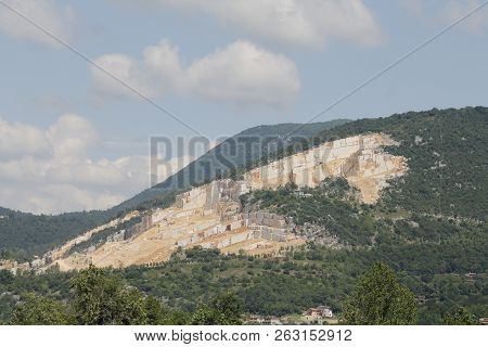 Mountains With Marble Quarries In Botticino In Northern Italy