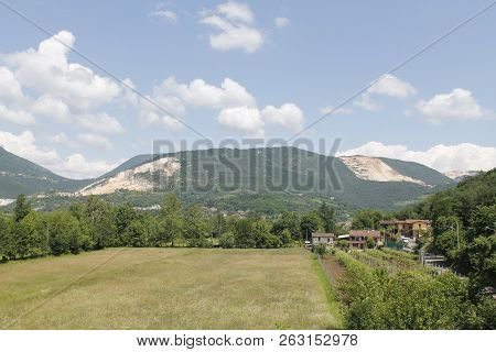Mountains With Marble Quarries In Botticino In Northern Italy