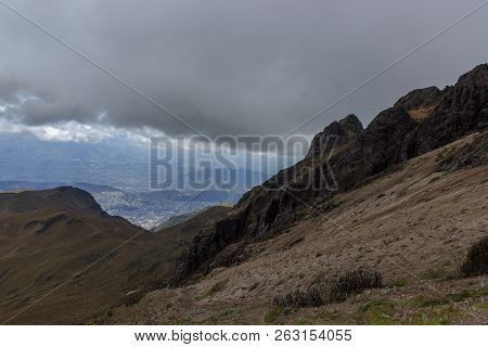 View From Ruca Pichincha Over Quito, Ecuador