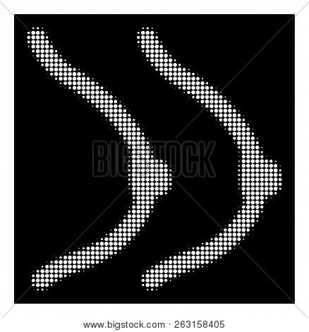 Halftone Pixel Breast Icon. White Pictogram With Pixel Geometric Pattern On A Black Background. Vect