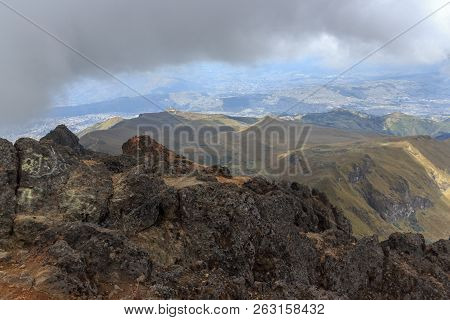 View From Ruca Pichincha Over Quito, Ecuador