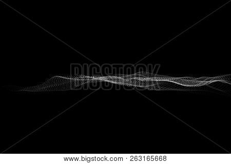 Wave Of Particles. Abstract Background With A Dynamic Wave. Big Data. Vector Illustration.