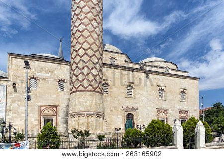 Edirne, Turkey - May 26, 2018:  Uc Serefeli Mosque Mosque In The Center Of City Of Edirne,  East Thr