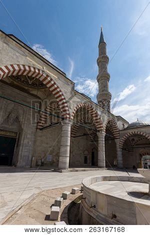 Edirne, Turkey - May 26, 2018:  Uc Serefeli Mosque Mosque In The Center Of City Of Edirne,  East Thr