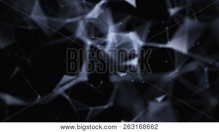 Abstract Purple Background With Connecting Dots And Lines. Structure And Communication. Plexus Effec