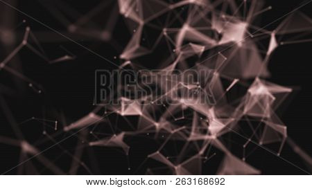 Abstract Purple Background With Connecting Dots And Lines. Structure And Communication. Abstract Sci