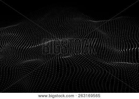 Wave Of Particles. Big Data. Abstract Background With A Dynamic Wave. Vector Illustration.