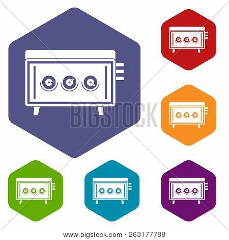 Cd Changer Icons Set Hexagon Isolated Illustration