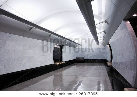 stazione metropolitana moderna Megdunarodnaya. Mosca. Russia.