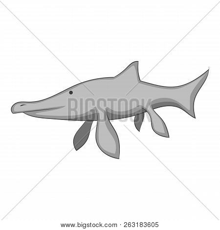 Ichthyosaur Icon In Monochrome Style Isolated On White Background Illustration