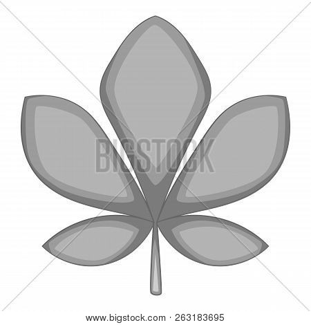 Five Lobes Green Leaf Icon In Monochrome Style Isolated On White Background Illustration