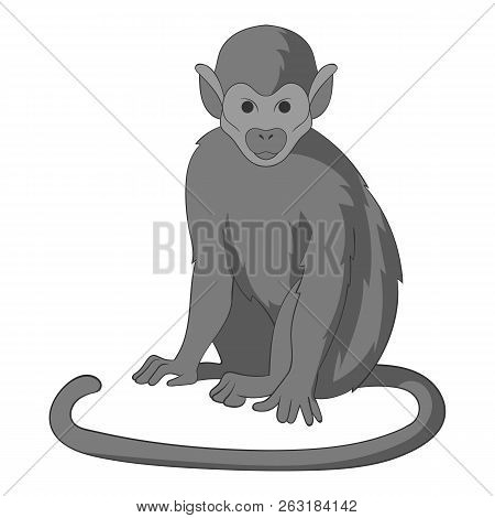Snub Nosed Monkey Icon In Monochrome Style Isolated On White Background Illustration