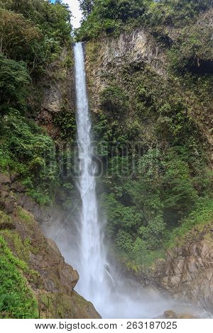 Waterfall On The Cascada Road In Banos, Ecuador