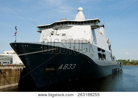 Montreal, Canada - May 29, 2015: Hnlms Karel Doorman Multi-function Support Ship For Amphibious Oper